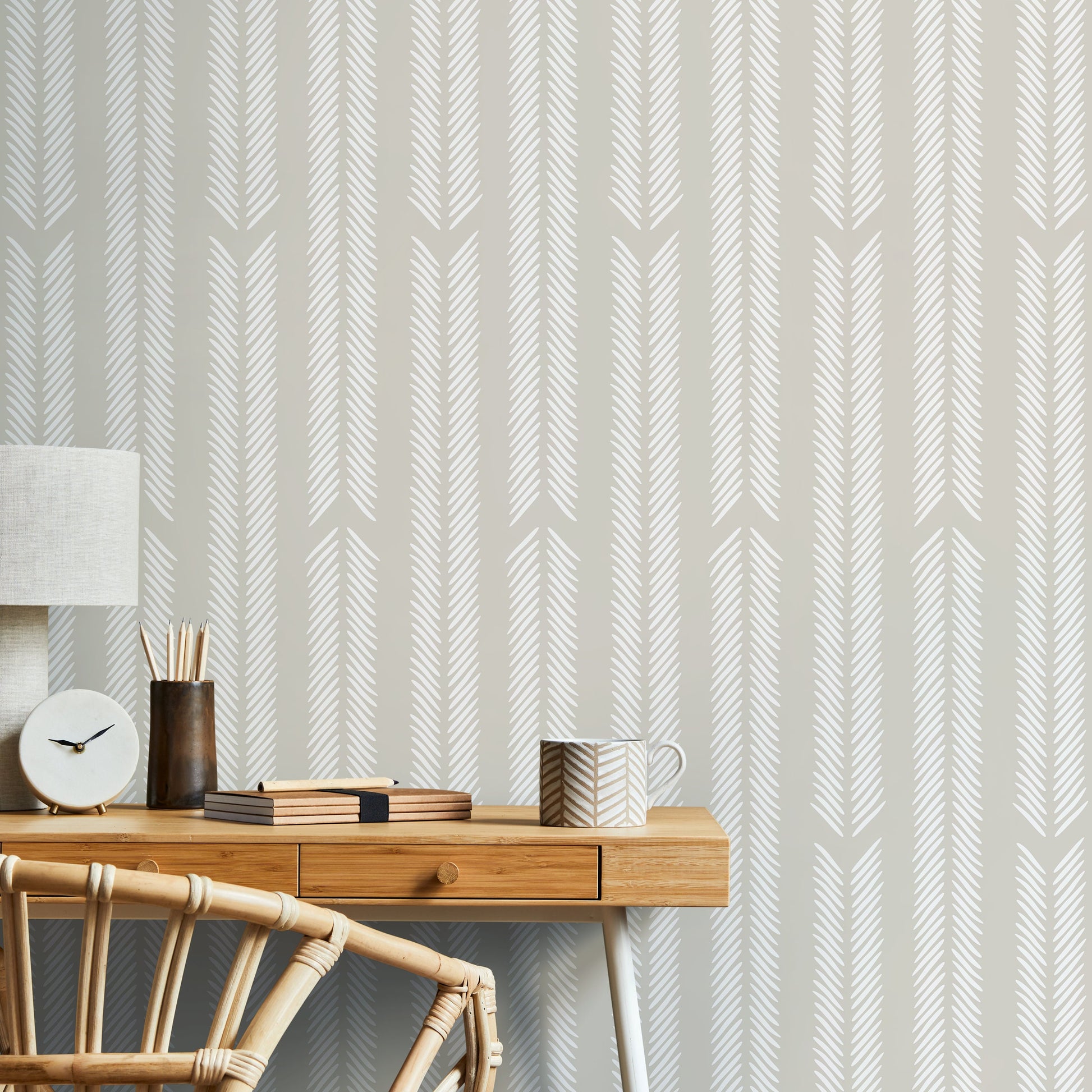 Neutral Herringbone Wallpaper Minimalist Wallpaper Peel and Stick and Traditional Wallpaper - D800