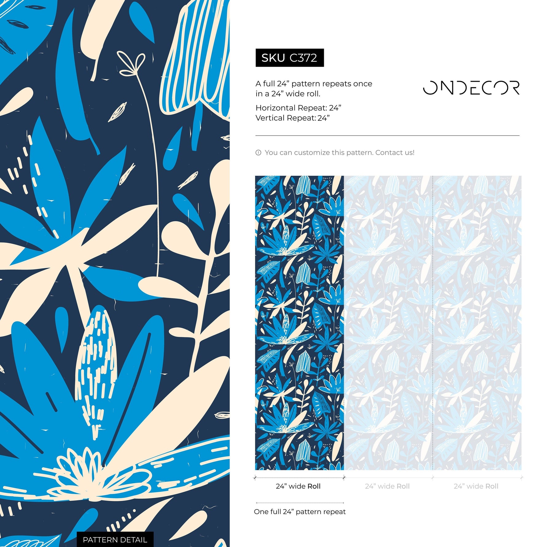 Wallpaper Peel and Stick Wallpaper Removable Wallpaper Home Decor Wall Art Wall Decor Room Decor / Blue Abstract Leaves Wallpaper - C372
