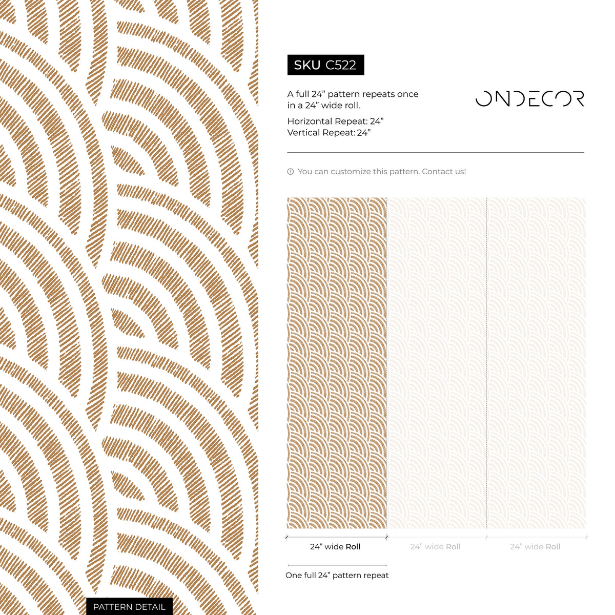 Wallpaper Peel and Stick Wallpaper Removable Wallpaper Home Decor Wall Art Wall Decor Room Decor / Beige Boho Scallops Wallpaper - C522