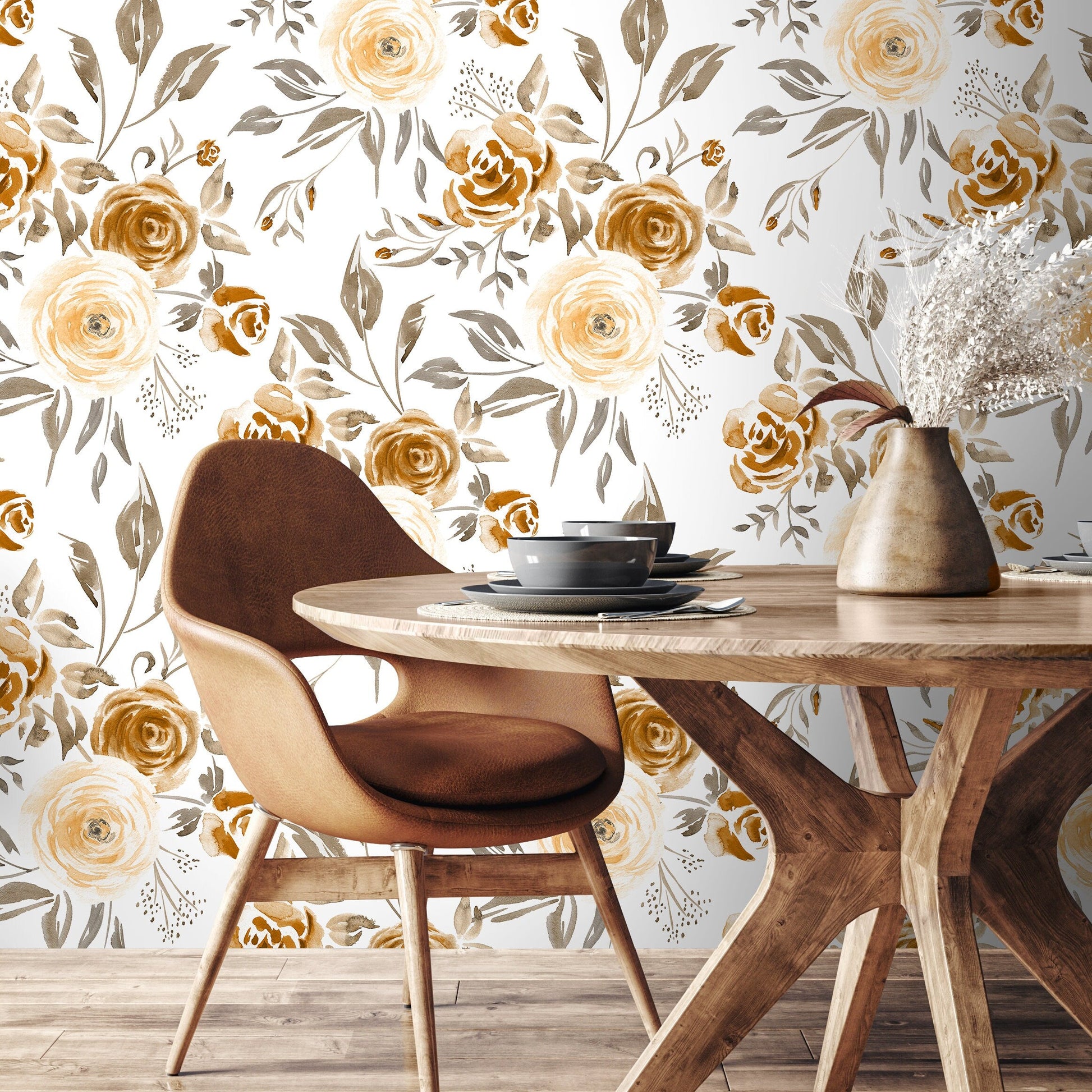 Wallpaper Peel and Stick Wallpaper Removable Wallpaper Home Decor Wall Art Wall Decor Room Decor / Floral Wallpaper Vintage Wallpaper - C615