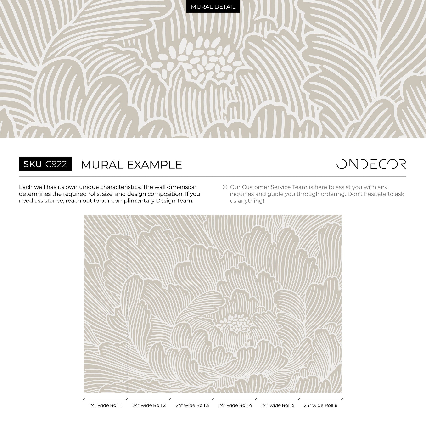 Boho Large Floral Wallpaper / Peel and Stick Wallpaper Removable Wallpaper Home Decor Wall Art Wall Decor Room Decor - C922