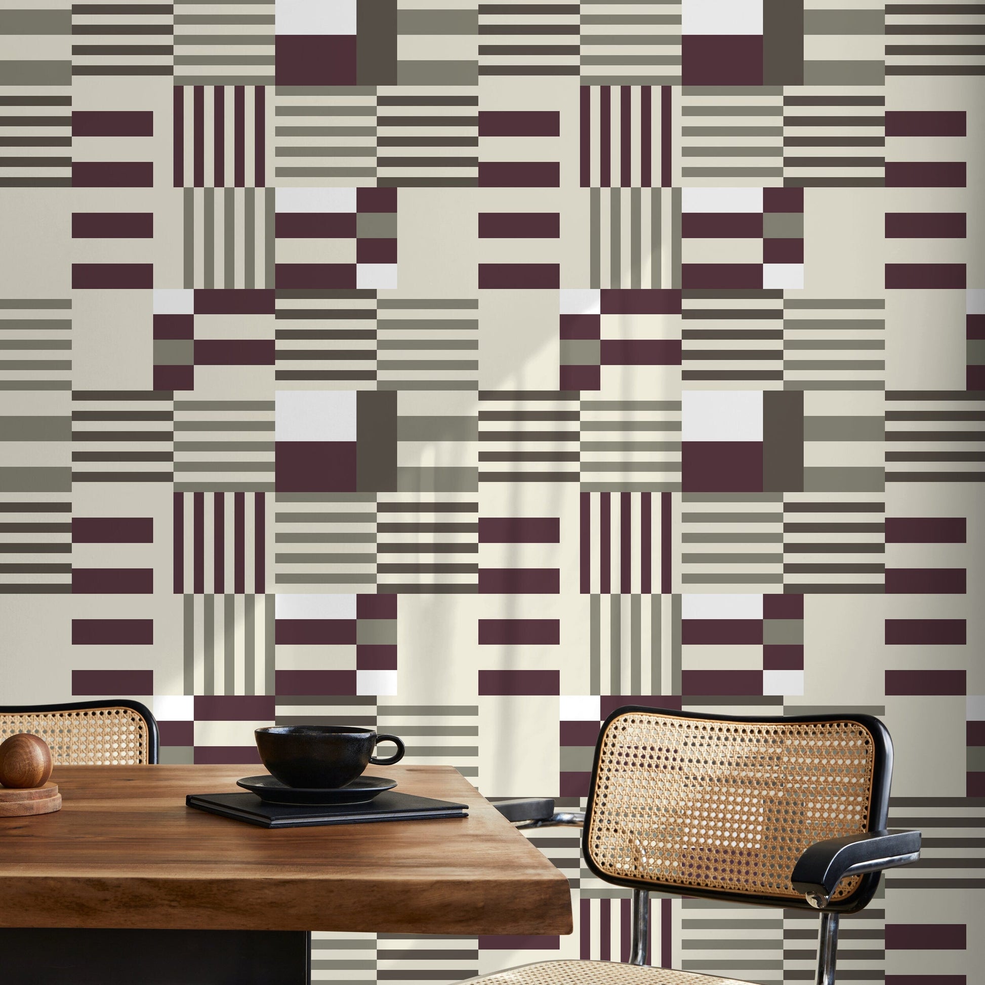 Geometric Wallpaper Modern Grey and Purple Wallpaper Peel and Stick and Traditional Wallpaper - D846
