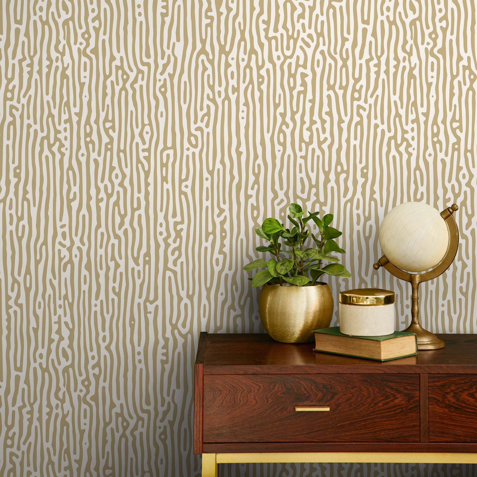 Beige Abstract Wallpaper Contemporary Art Wallpaper Peel and Stick and Traditional Wallpaper - D855