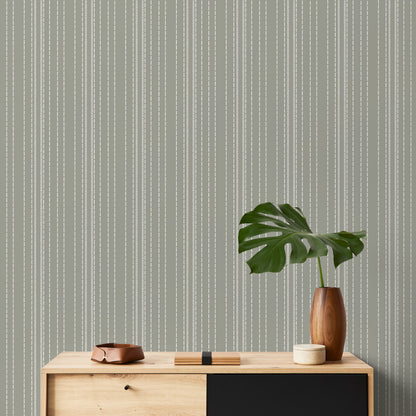 Sage Green Minimalist Wallpaper Striped Wallpaper Peel and Stick and Traditional Wallpaper - D853