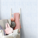 Baby Blue Striped Wallpaper Watercolor Wallpaper Peel and Stick and Traditional Wallpaper - D858