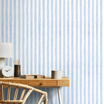 Baby Blue Striped Wallpaper Watercolor Wallpaper Peel and Stick and Traditional Wallpaper - D858