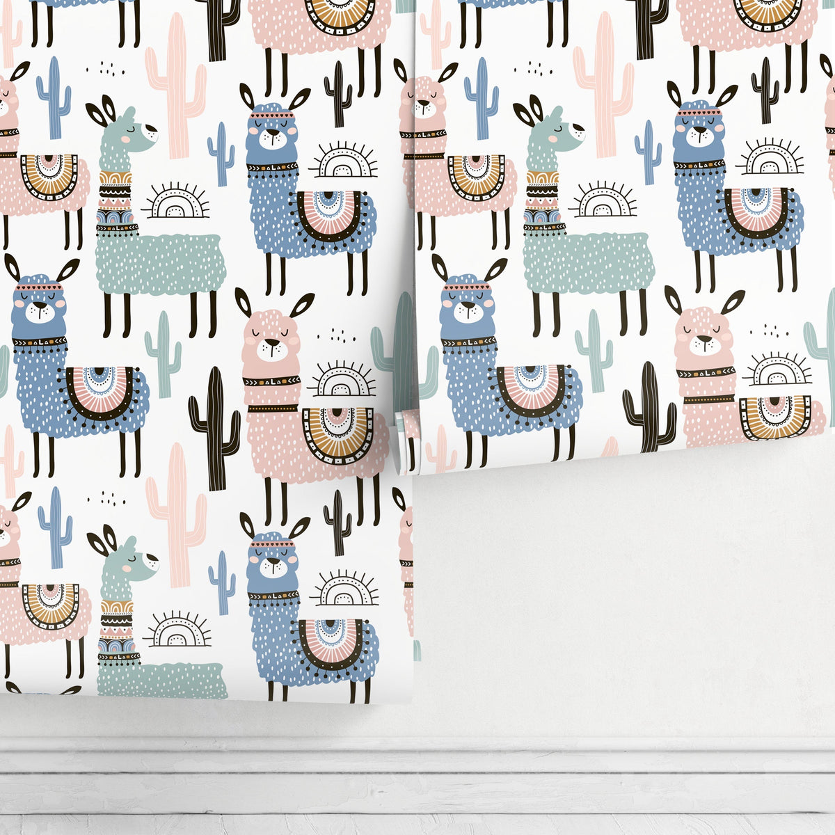 Removable Wallpaper, Temporary Wallpaper, Peel and Stick Wallpaper, Colorful Alpaca - A740
