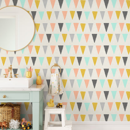 Colorful Triangles Geometric Wallpaper Removable Wallpaper Scandinavian Wallpaper Peel and Stick and Traditional Wallpaper Wall Paper - B075