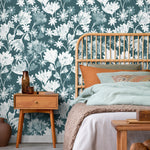 Wallpaper Peel and Stick Wallpaper Removable Wallpaper Home Decor Wall Art Wall Decor Room Decor / Green Vintage Floral Wallpaper - X186