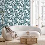 Wallpaper Peel and Stick Wallpaper Removable Wallpaper Home Decor Wall Art Wall Decor Room Decor / Green Vintage Floral Wallpaper - X186