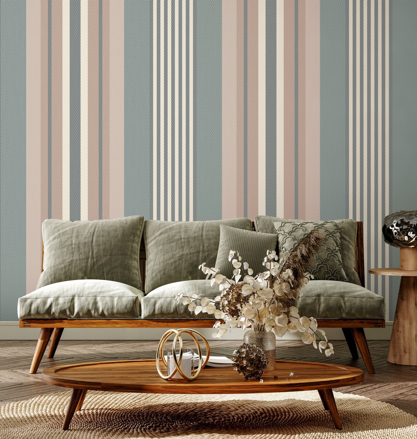 Striped Farmhouse Wallpaper Geometric Wallpaper Peel and Stick and Traditional Wallpaper - D849