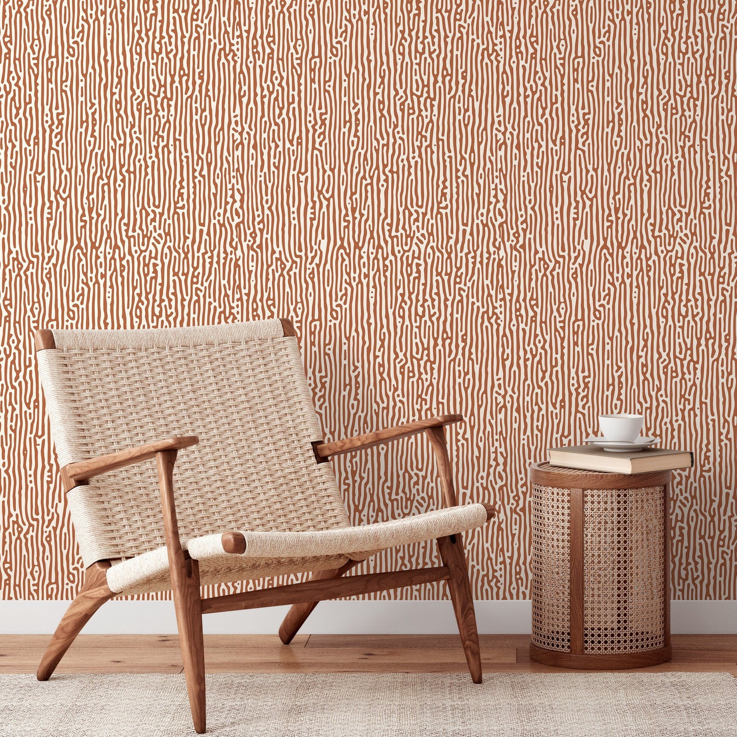 Terracotta Abstract Wallpaper Contemporary Art Wallpaper Peel and Stick and Traditional Wallpaper - D854