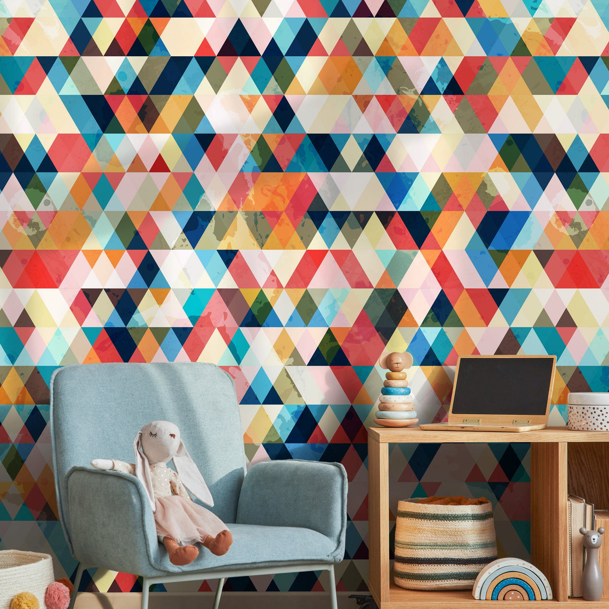 Geometric wallpaper, Triangle Wallpaper, Watercolor Wallpaper, Triangle Pattern, Geometric Wallpaper, Removable wallpaper - A153