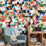 Geometric wallpaper, Triangle Wallpaper, Watercolor Wallpaper, Triangle Pattern, Geometric Wallpaper, Removable wallpaper - A153