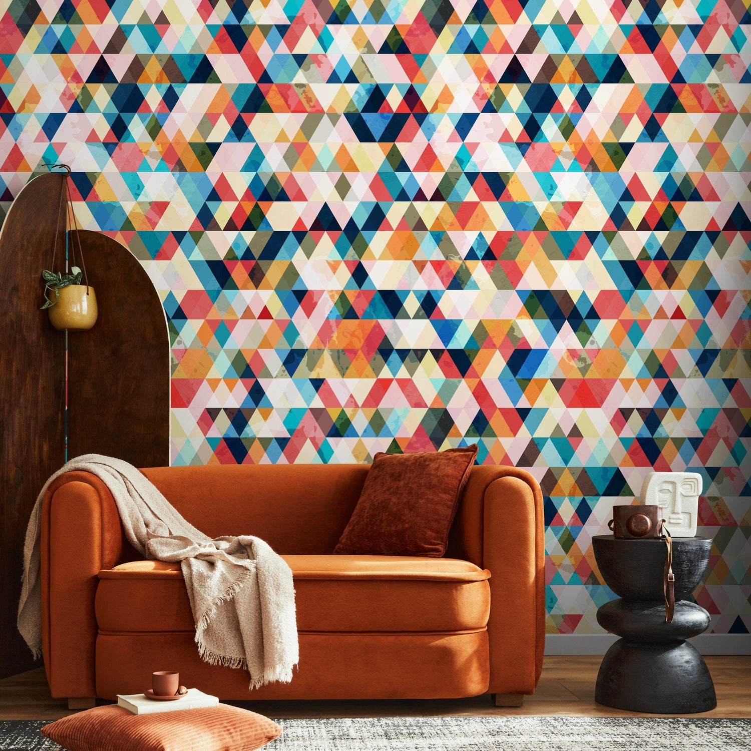Geometric wallpaper, Triangle Wallpaper, Watercolor Wallpaper, Triangle Pattern, Geometric Wallpaper, Removable wallpaper - A153