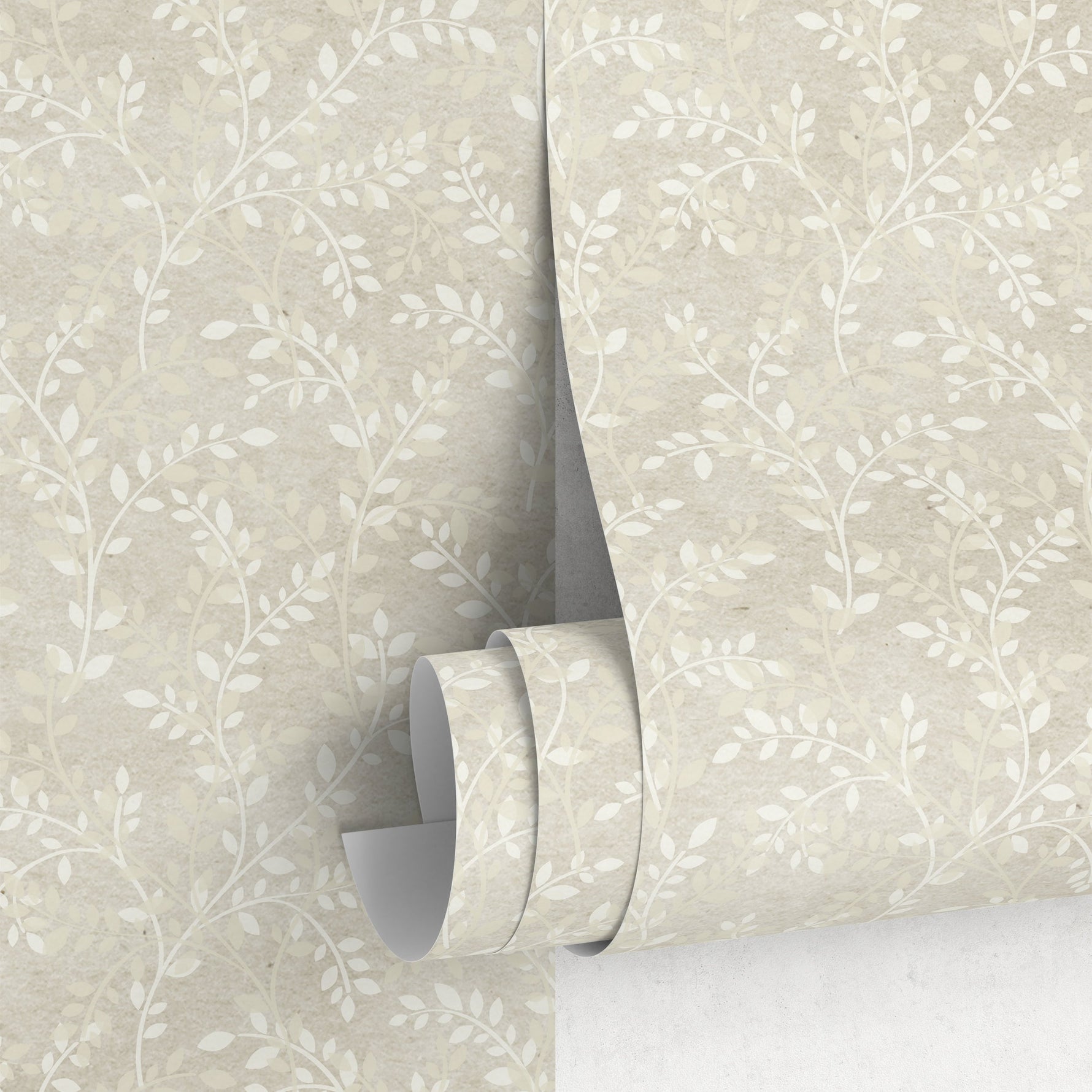 Wallpaper Peel and Stick Wallpaper Removable Wallpaper Home Decor Wall Art Wall Decor Room Decor / Dainty Neutral Leaves Wallpaper - A294