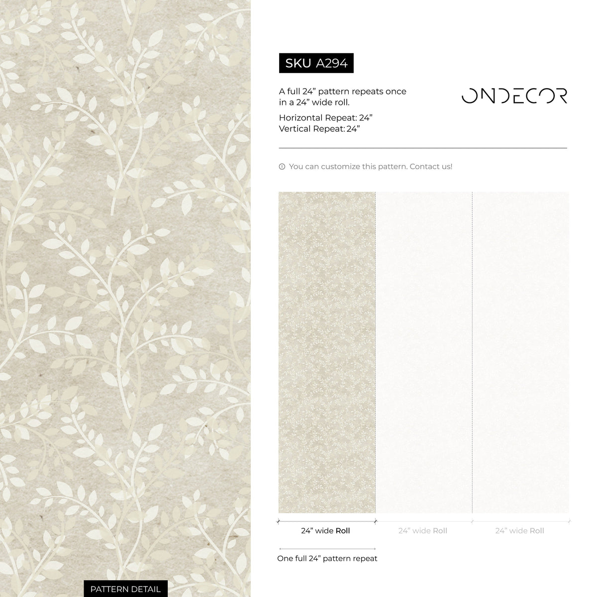 Wallpaper Peel and Stick Wallpaper Removable Wallpaper Home Decor Wall Art Wall Decor Room Decor / Dainty Neutral Leaves Wallpaper - A294