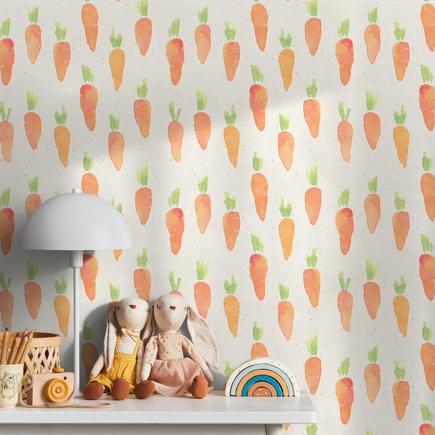 Carrots Wallpaper, Nursery Wallpaper, Peel and Stick Wallpaper, Baby Wallpaper, New Born, Removable, Wall Paper Removable, Wallpaper - A312