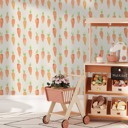 Carrots Wallpaper, Nursery Wallpaper, Peel and Stick Wallpaper, Baby Wallpaper, New Born, Removable, Wall Paper Removable, Wallpaper - A312