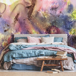 Watercolor Mural - Large Wall Mural, Removable Wallpaper, Everlasting Flower Mural, Flower Watercolor, Peel and Stick Wallpaper - A313