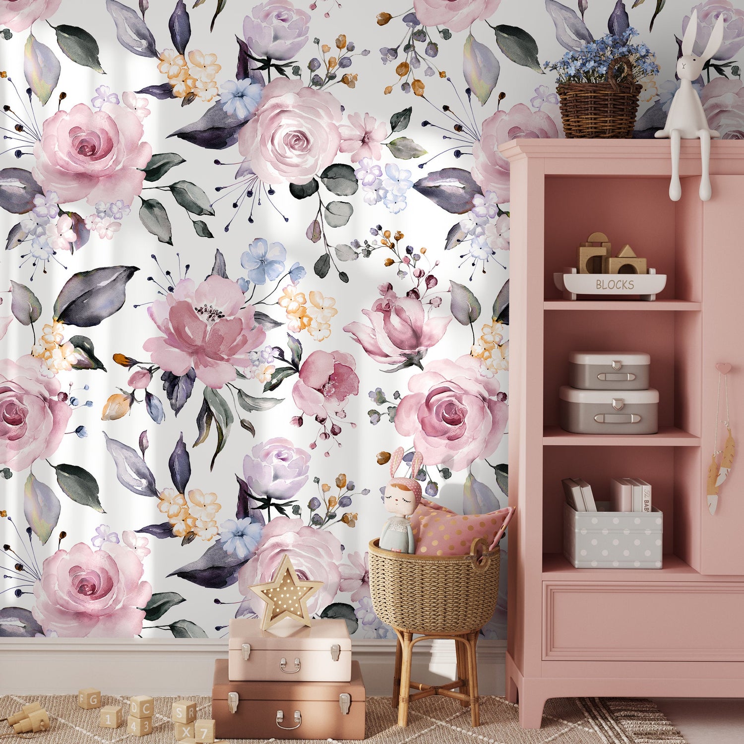 Temporary Wallpaper Vintage Floral Wallpaper Removable Wall Vintage Wallpaper Nursery Wall Decor Repositionable Wallpaper - A317