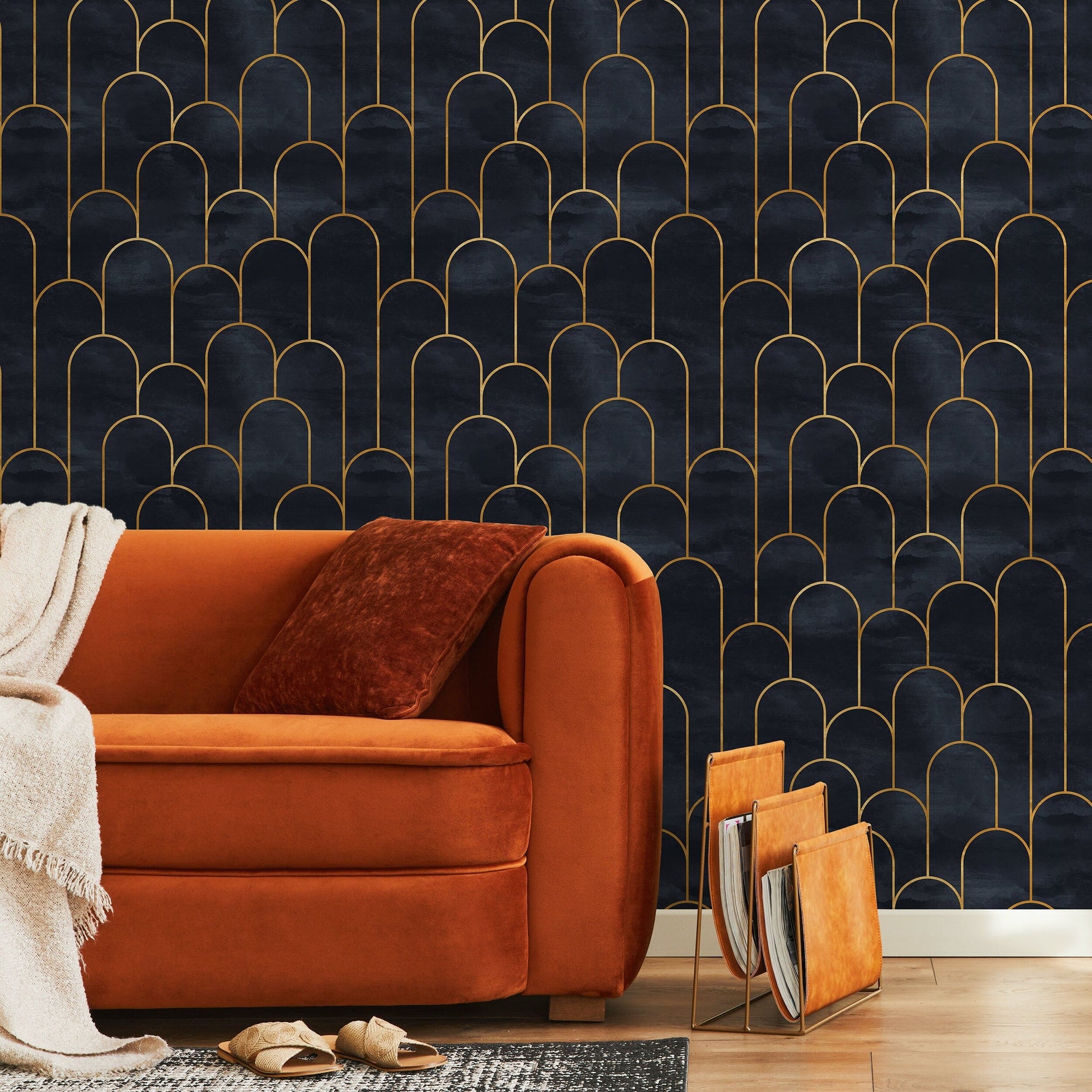 Removable Wallpaper Art Deco Wall Mural Temporary Wallpaper Watercolor Mural Removable Wallpaper Peel and Stick Wallpaper - A476