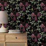 Dark Floral Wallpaper Vintage Garden Wallpaper Peel and Stick and Traditional Wallpaper - D868