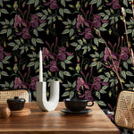 Dark Floral Wallpaper Vintage Garden Wallpaper Peel and Stick and Traditional Wallpaper - D868