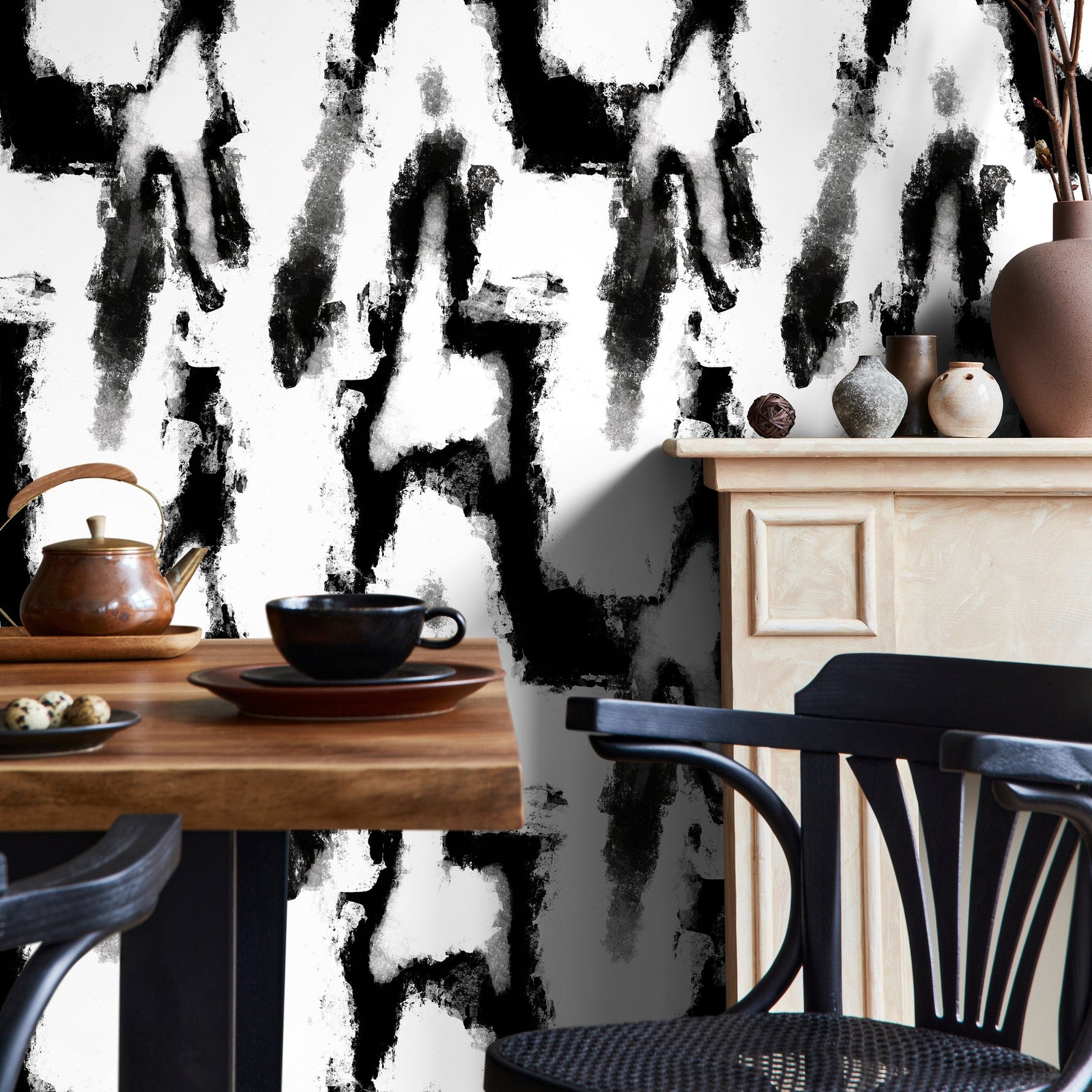 Removable Wallpaper Peel and Stick Wallpaper Wall Paper Wall Mural Wallpaper Watercolor Wallpaper Watercolor Print / Black and white - X111
