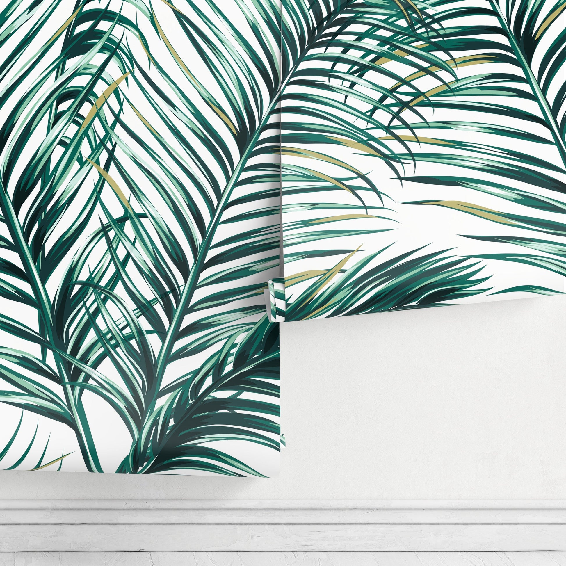 Wallpaper Peel and Stick Wallpaper Removable Wallpaper Home Decor Wall Art Wall Decor Room Decor / Tropical Leaves Palm Wallpaper - B121