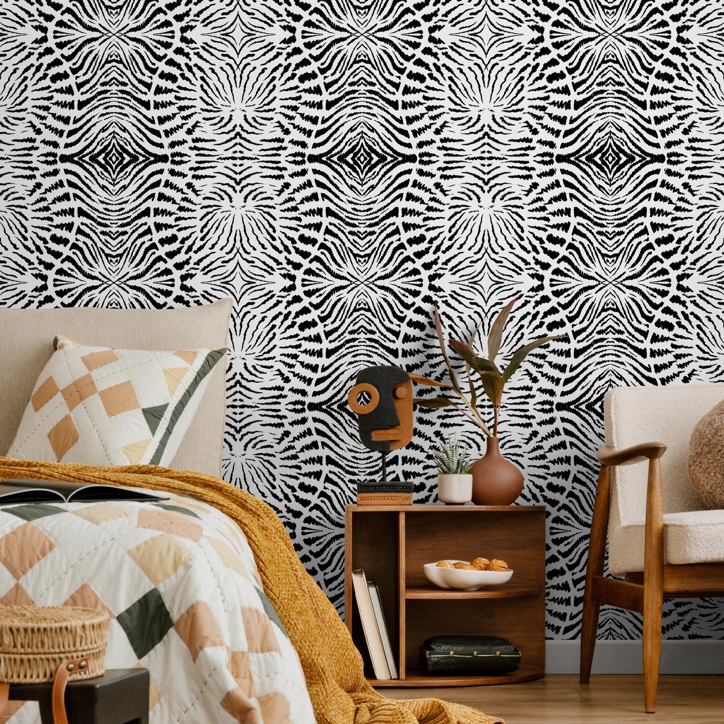 Wallpaper Peel and Stick Wallpaper Removable Wallpaper Home Decor Wall Art Wall Decor Room Decor / Abstract Black and White Wallpaper - C548