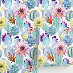 Cactus Wallpaper / Flower Wallpaper / Removable Wallpaper / Floral Wallpaper / Reusable / Peel and Stick - A304