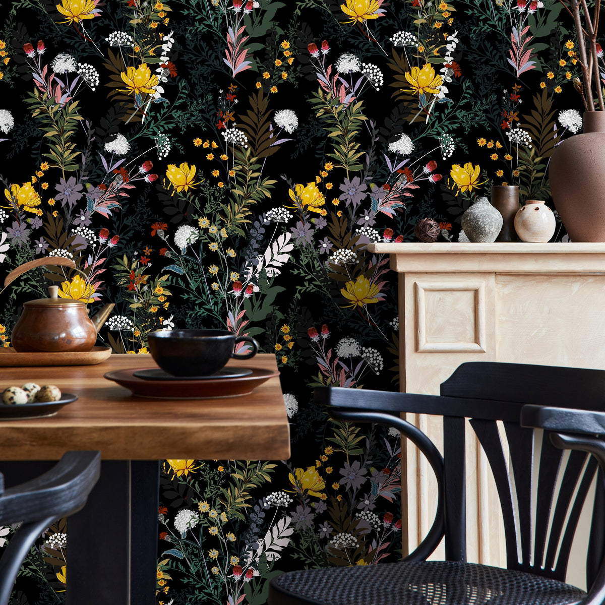 Temporary Wallpaper Wallpaper Colorful Wallpaper Wallpaper, Peel and Stick Self Adhesive Fabric Floral Wallpaper - A573