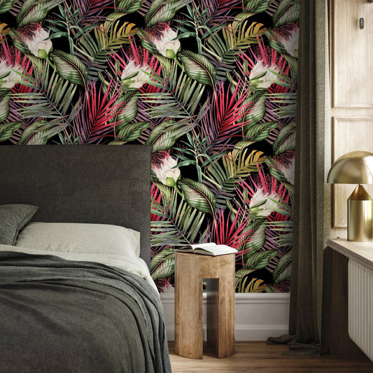 Wallpaper Peel and Stick Wallpaper Removable Wallpaper Home Decor Wall Art Wall Decor Room Decor / Cool Tropical Leaves Wallpaper - A835