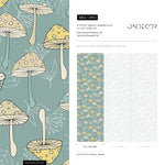 Green Mushroom Wallpaper Groovy Wallpaper Peel and Stick and Traditional Wallpaper - D892
