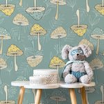 Green Mushroom Wallpaper Groovy Wallpaper Peel and Stick and Traditional Wallpaper - D892