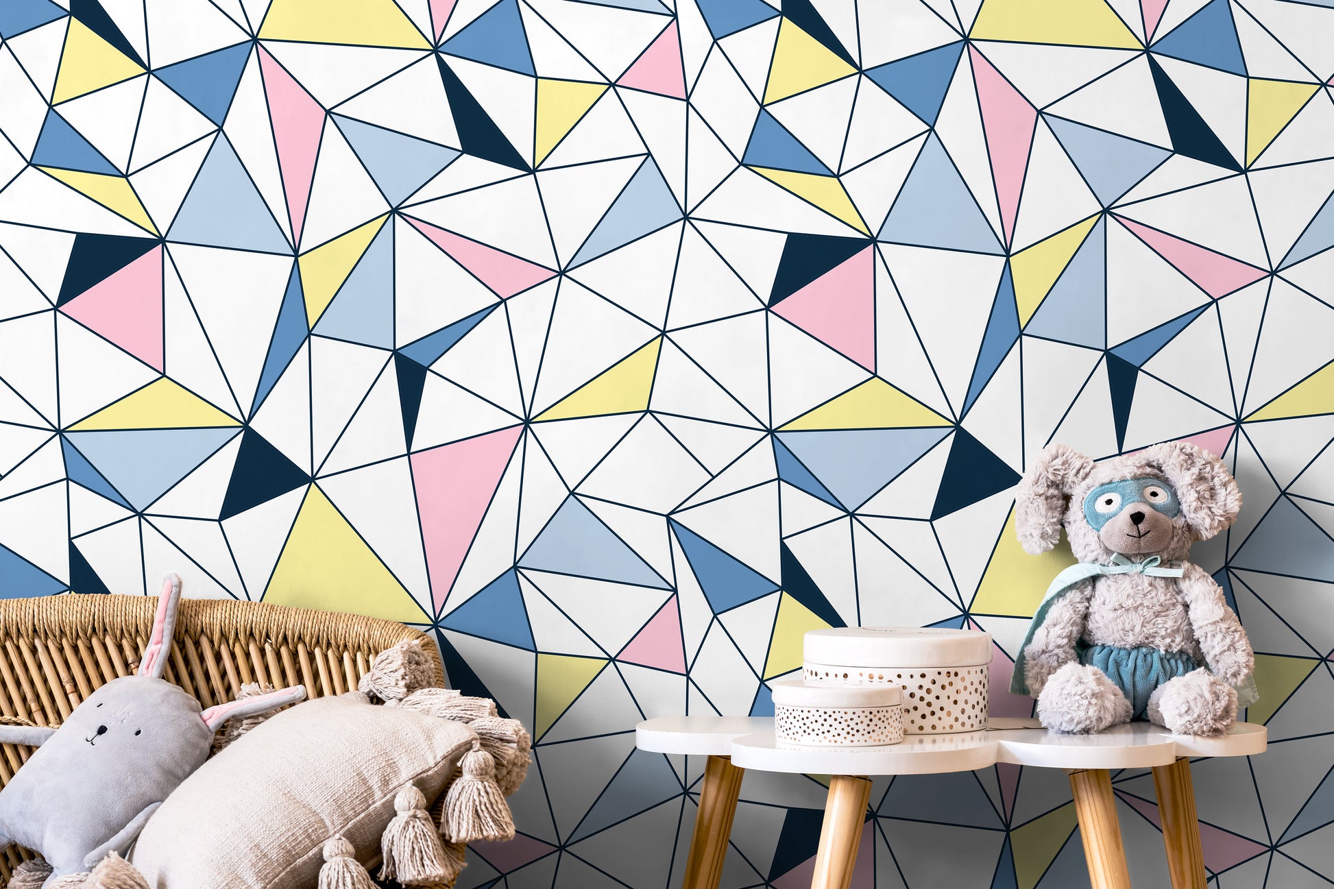 Retro Geometric Wallpaper Removable Wallpaper Home Decor Wall Art Room Decor / Colorful Triangle Wallpaper - B731