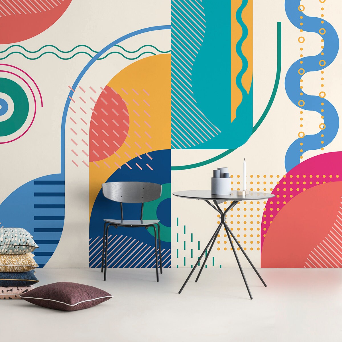 Shapes Colorful Mural Wallpaper Removable Wallpaper Wall Decor Home Decor Wall Art Printable Wall Art Room Decor Wall Prints - B757