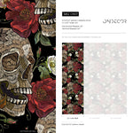 Dark Garden Wallpaper Skulls and Roses Wallpaper Peel and Stick and Traditional Wallpaper - D907