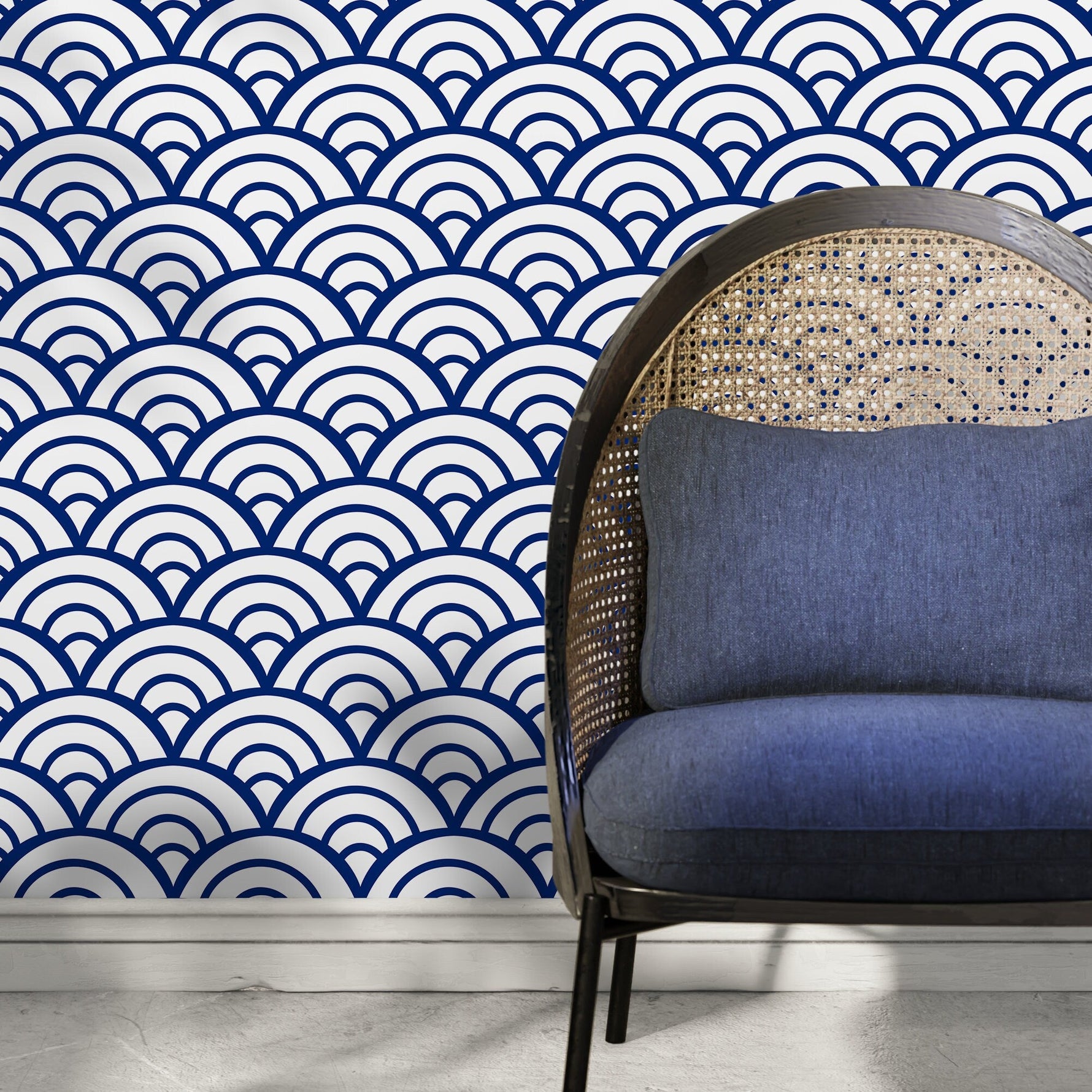 Temporary Wallpaper Nursery Decor Removable Wallpaper Peel and Stick Geometric Wallpaper Wall Cute Navy Blue Wallpaper - A566