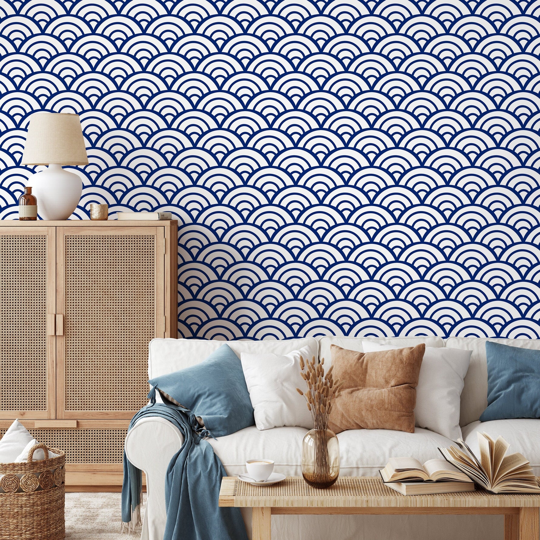 Temporary Wallpaper Nursery Decor Removable Wallpaper Peel and Stick Geometric Wallpaper Wall Cute Navy Blue Wallpaper - A566