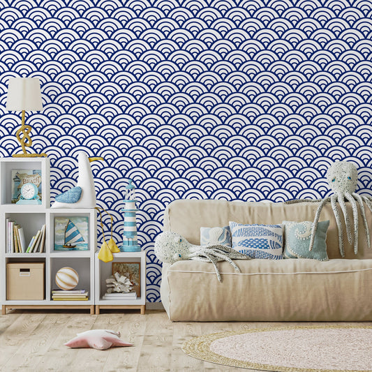 Temporary Wallpaper Nursery Decor Removable Wallpaper Peel and Stick Geometric Wallpaper Wall Cute Navy Blue Wallpaper - A566