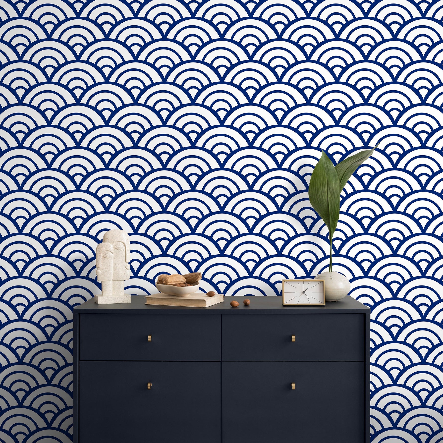 Temporary Wallpaper Nursery Decor Removable Wallpaper Peel and Stick Geometric Wallpaper Wall Cute Navy Blue Wallpaper - A566