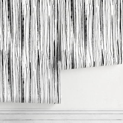 Black and White Wallpaper Abstract Removable Wallpaper Peel and Stick Wallpaper Wall Paper Wall - Hand Draw Lines - A604