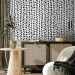 Temporary Wallpaper Peel and Stick Removable Wallpaper Abstract Dots Wall Paper Wall - Black and White Wallpaper - A640