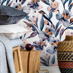 Watercolor Orchid Wallpaper, Removable Wallpaper, Flower Wallpaper, Violet, Print, - A940