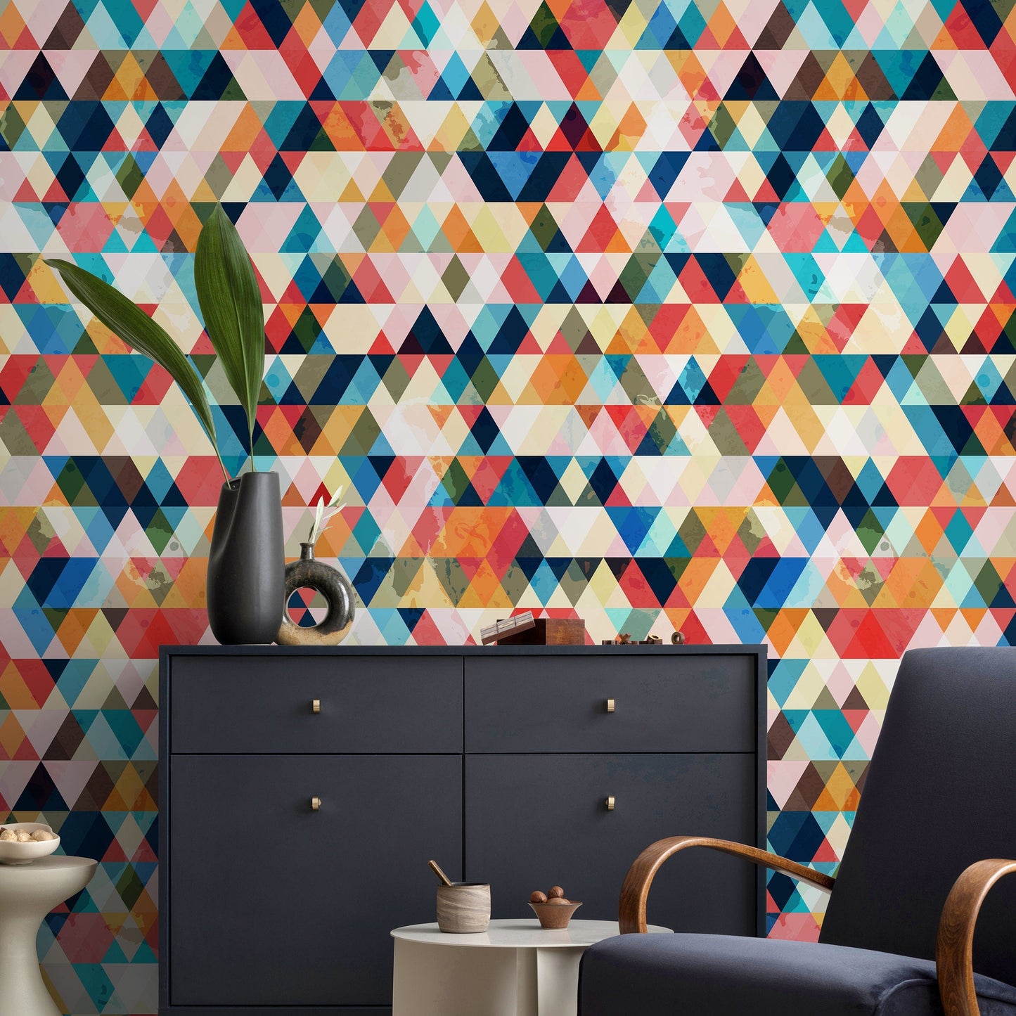 Geometric wallpaper, Triangle Wallpaper, Watercolor Wallpaper, Triangle Pattern, Geometric Wallpaper, Removable wallpaper - A153