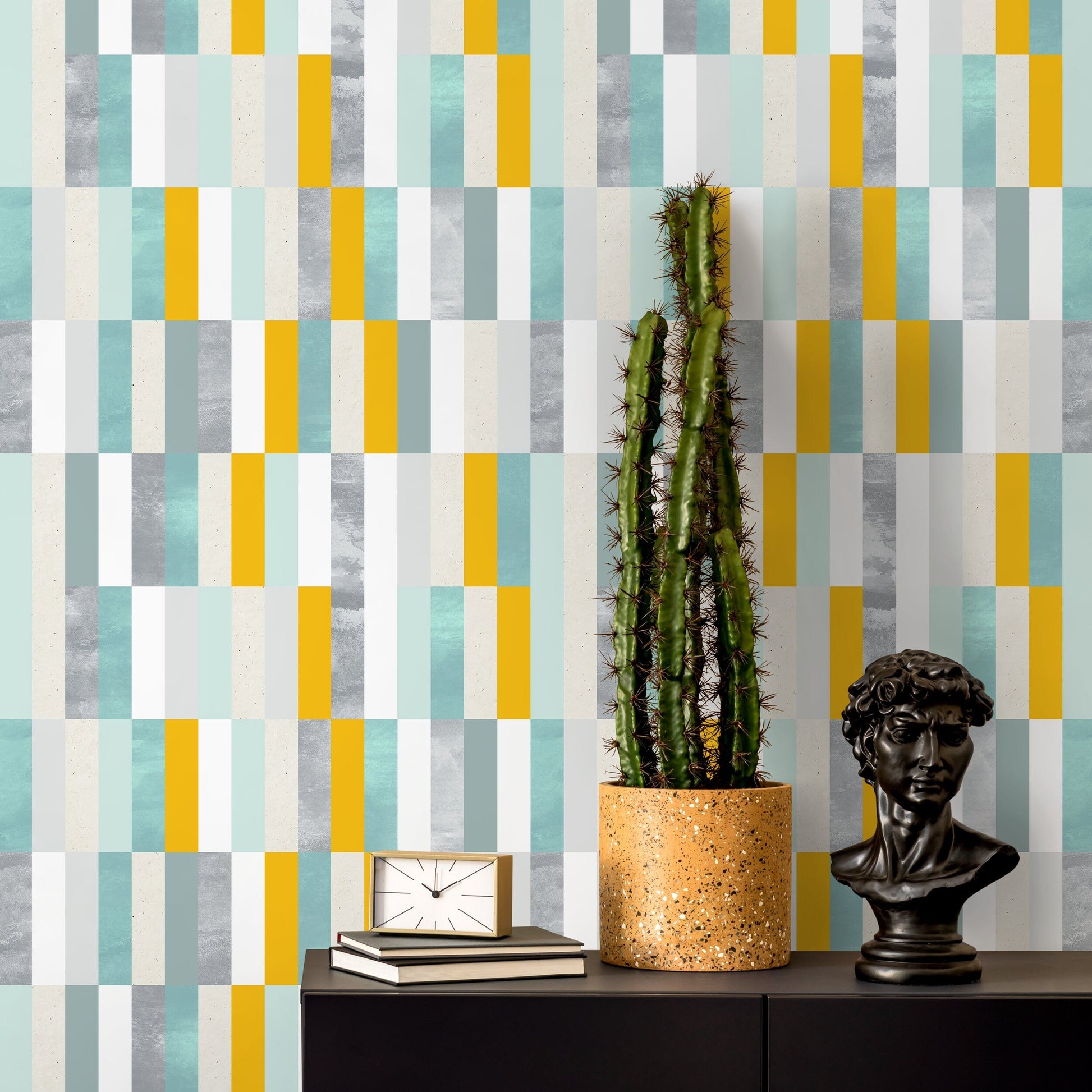 Mosaic Wallpaper, Tile Wallpaper, Removable Wallpaper, Wallpaper, Removable, Peel and Stick Wallpaper - A177