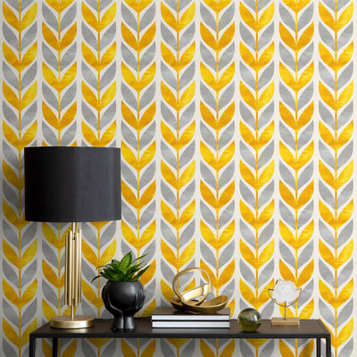 Gold Vertical Stripe Wallpaper