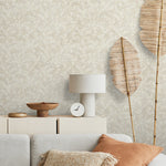 Wallpaper Peel and Stick Wallpaper Removable Wallpaper Home Decor Wall Art Wall Decor Room Decor / Dainty Neutral Leaves Wallpaper - A294